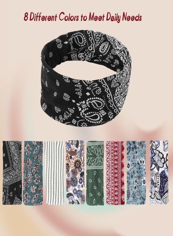 obeoby 8 Pack Headbands for Women, Boho Style Headbands Valentine Day Outfit Accessories for Women Non Slip Fashion Wide Hairband - Image 2
